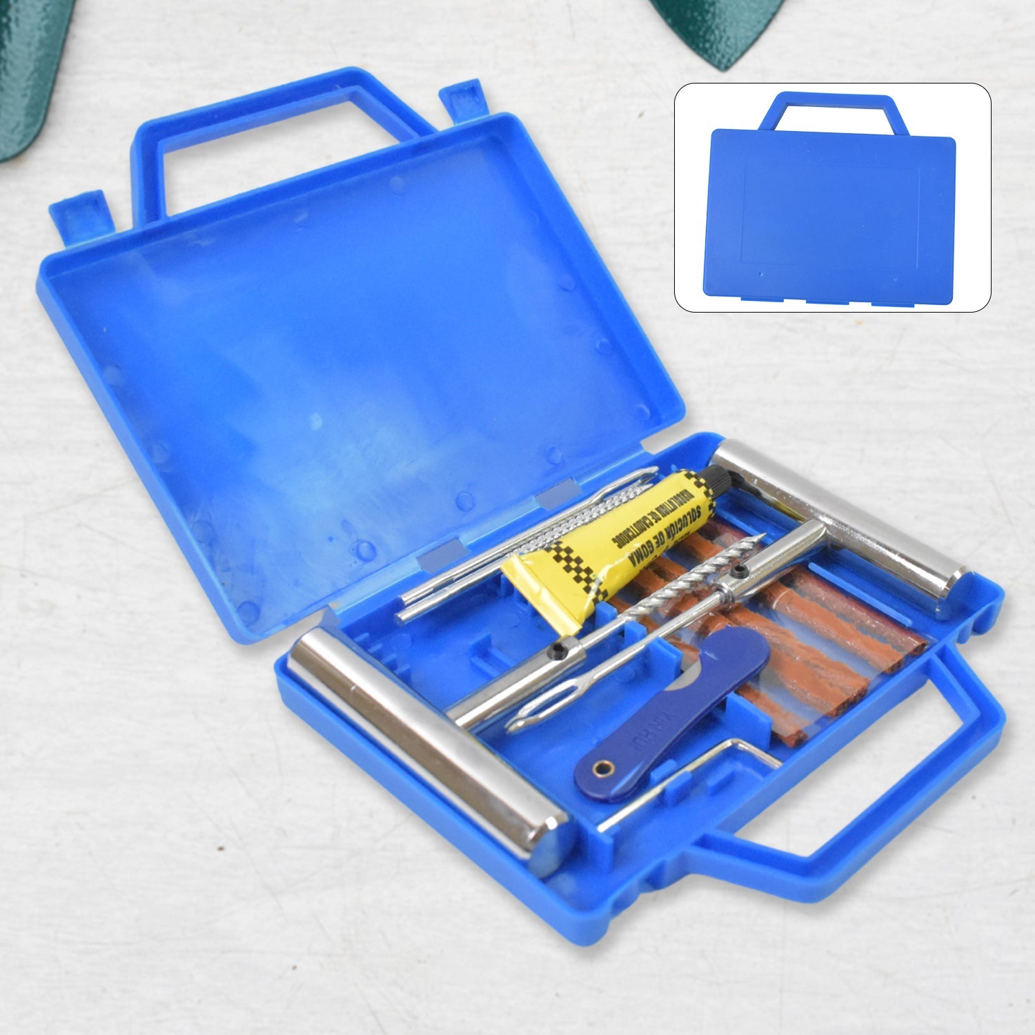Portable Tire Repair Kit Tyre Repairing Tool Set with Box (13 Pcs Set) Portable Tire Repair Kit Tyre Repairing Tool Set with Box (13 Pcs Set)